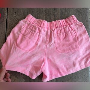 Lily Pulitzer Pink Washed-Look Linen-Blend Elastic Waist Shorts